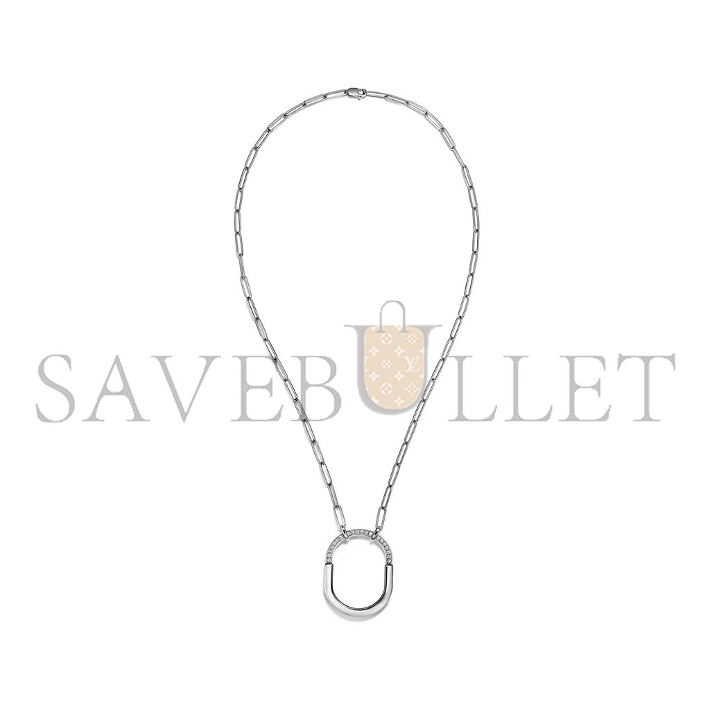 TIFFANY LOCK PENDANT IN WHITE GOLD WITH DIAMONDS, LARGE 